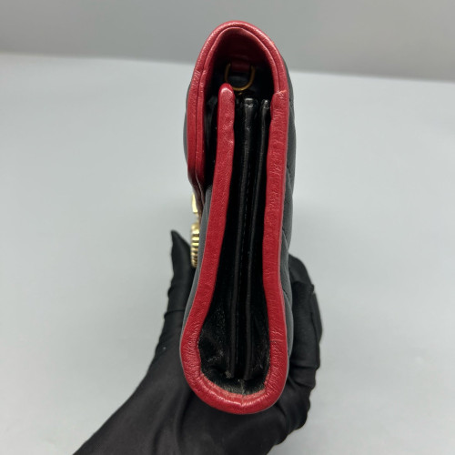 Gucci GG Marmont Chain Wallet Calfskin Black Red