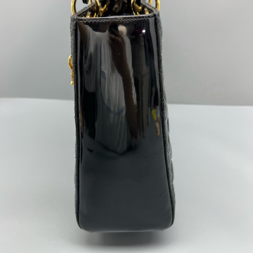 Dior Large Lady Dior Patent Calfskin Black