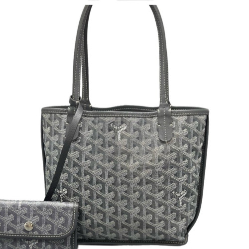 Goyard Anjou Mini Calfskin Goyardine Grey Dark Grey White Goyard Anjou Mini Calfskin Goyardine Grey Dark Grey White