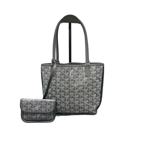 Goyard Anjou Mini Calfskin Goyardine Grey Dark Grey White Goyard Anjou Mini Calfskin Goyardine Grey Dark Grey White