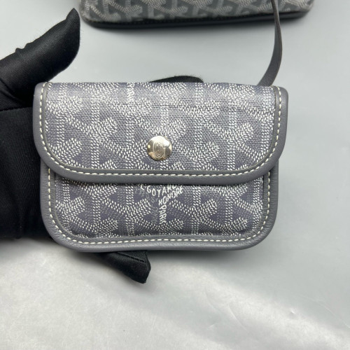 Goyard Anjou Mini Calfskin Goyardine Grey Dark Grey White Goyard Anjou Mini Calfskin Goyardine Grey Dark Grey White
