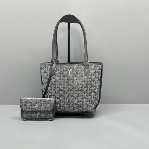Goyard Anjou Mini Calfskin Goyardine Grey Dark Grey White Goyard Anjou Mini Calfskin Goyardine Grey Dark Grey White
