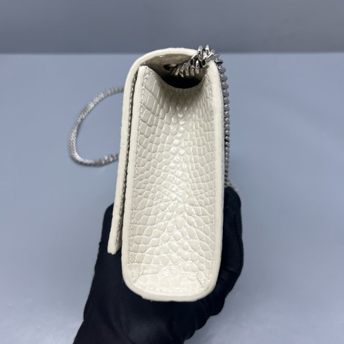Yves Saint Laurent Small Kate Crossbody Bag Calfskin Crocodile Embossed White