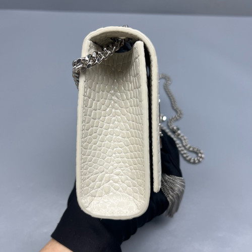 Yves Saint Laurent Small Kate Crossbody Bag Calfskin Crocodile Embossed White