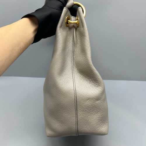 Prada Hobo Grained Calfskin Grey