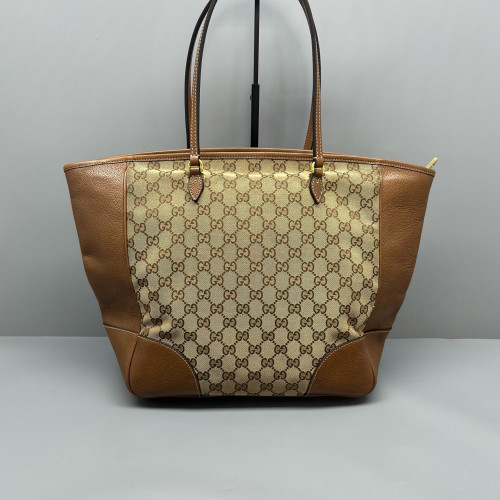 Gucci Tote Bag GG Supreme Monogram Beige Brown