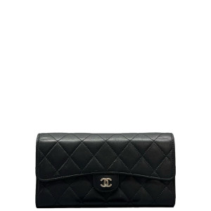 Chanel Quilted Flap Wallet Calfskin Black