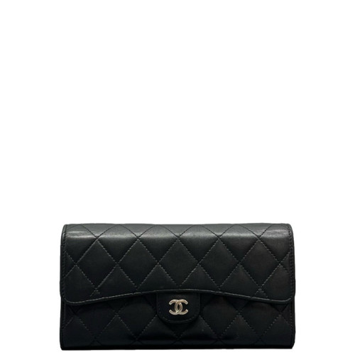 Chanel Quilted Flap Wallet Calfskin Black