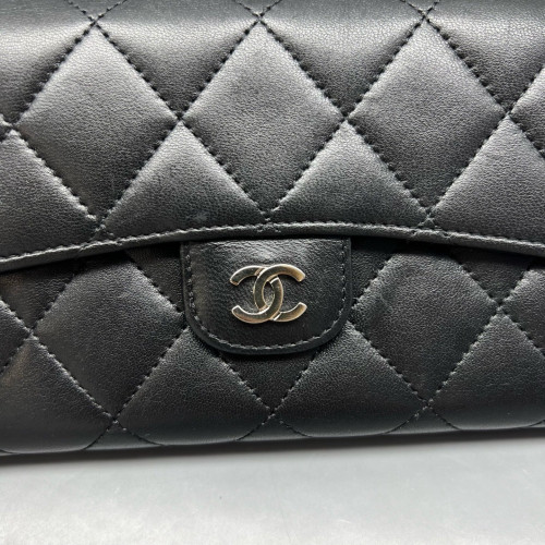 Chanel Quilted Flap Wallet Calfskin Black Chanel Quilted Flap Wallet Calfskin Black
