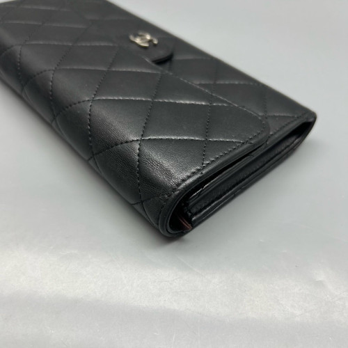 Chanel Quilted Flap Wallet Calfskin Black Chanel Quilted Flap Wallet Calfskin Black