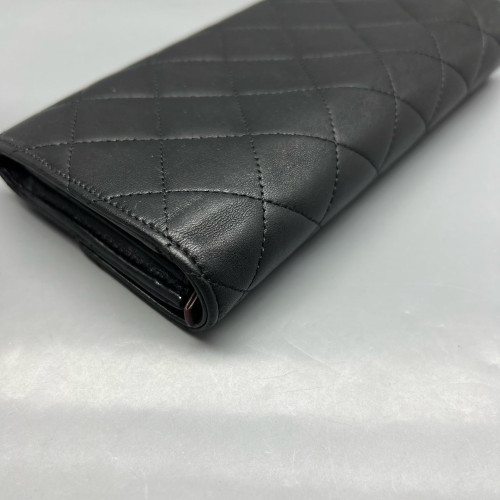 Chanel Quilted Flap Wallet Calfskin Black Chanel Quilted Flap Wallet Calfskin Black