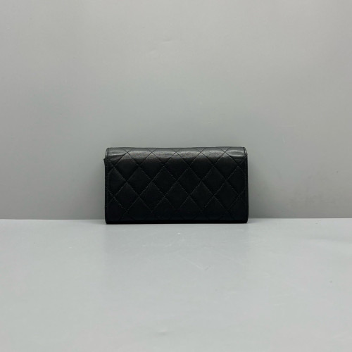 Chanel Quilted Flap Wallet Calfskin Black Chanel Quilted Flap Wallet Calfskin Black