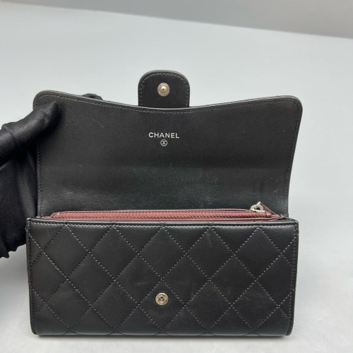 Chanel Quilted Flap Wallet Calfskin Black Chanel Quilted Flap Wallet Calfskin Black