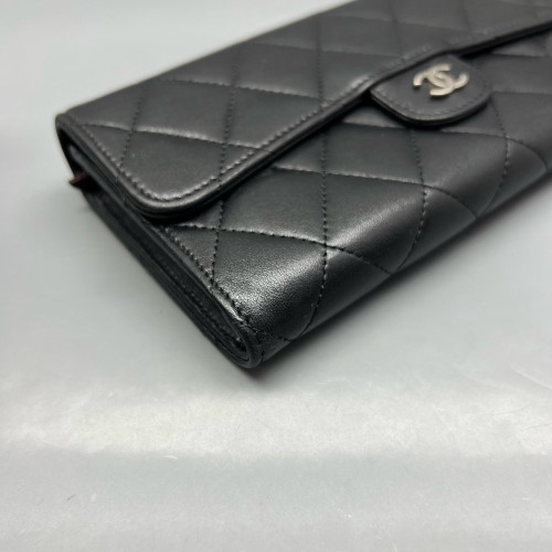 Chanel Quilted Flap Wallet Calfskin Black Chanel Quilted Flap Wallet Calfskin Black