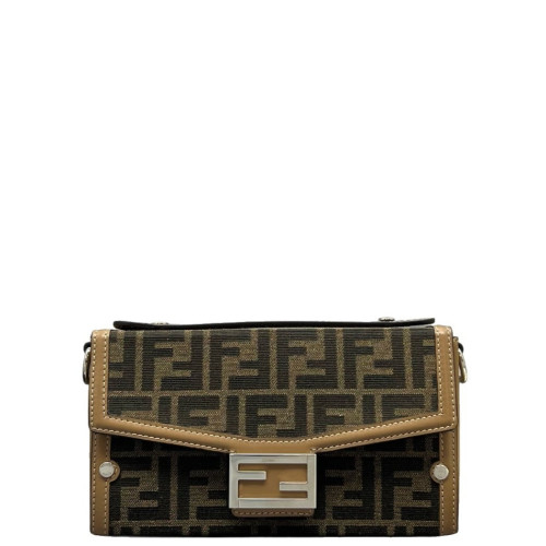 Fendi Baguette Calfskin Zucca Brown Dark Brown Light Brown