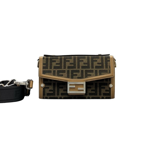 Fendi Baguette Calfskin Zucca Brown Dark Brown Light Brown