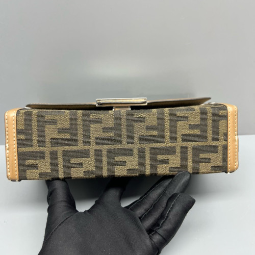 Fendi Baguette Calfskin Zucca Brown Dark Brown Light Brown
