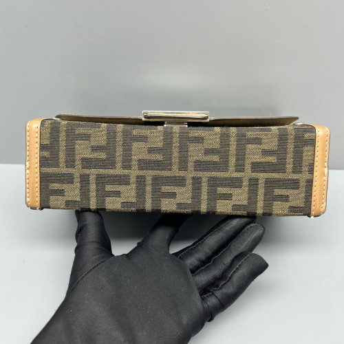 Fendi Baguette Calfskin Zucca Brown Dark Brown Light Brown