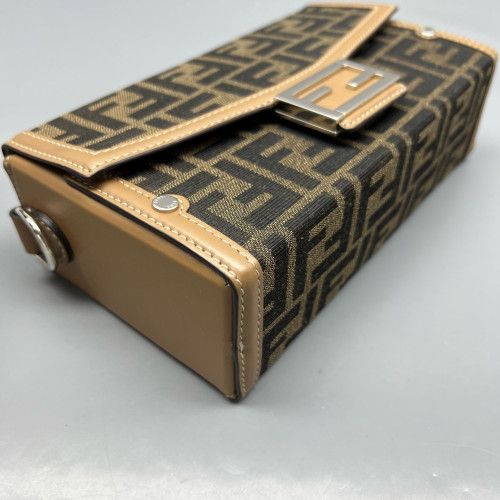 Fendi Baguette Calfskin Zucca Brown Dark Brown Light Brown