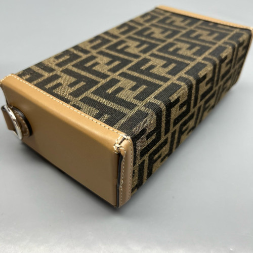 Fendi Baguette Calfskin Zucca Brown Dark Brown Light Brown