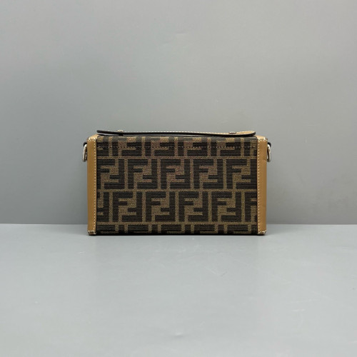 Fendi Baguette Calfskin Zucca Brown Dark Brown Light Brown