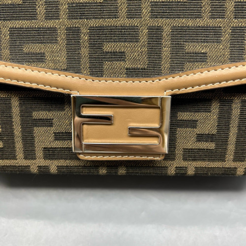 Fendi Baguette Calfskin Zucca Brown Dark Brown Light Brown
