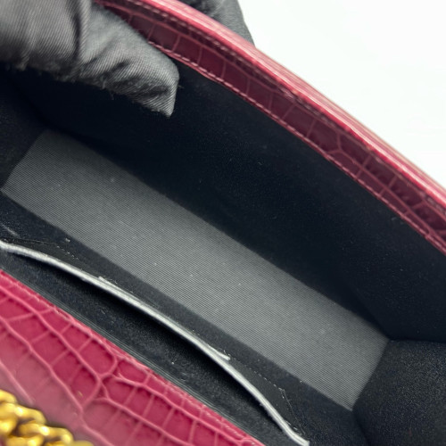 Yves Saint Laurent Medium Kate Crossbody Bag Calfskin Crocodile Embossed Burgundy