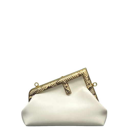 Fendi Fendi First Small Snakeskin Calfskin White Brown