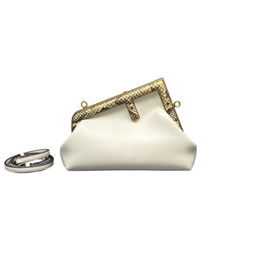 Fendi Fendi First Small Snakeskin Calfskin White Brown