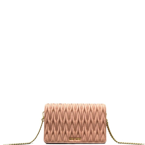 Miu Miu Flap Bag Crumpled Lambskin Pink