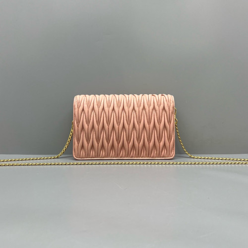 Miu Miu Flap Bag Crumpled Lambskin Pink