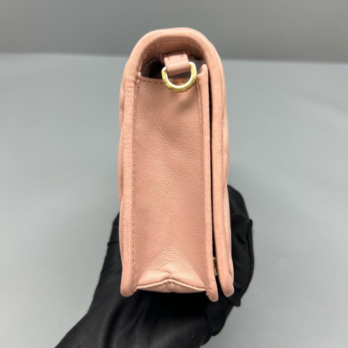 Miu Miu Flap Bag Crumpled Lambskin Pink