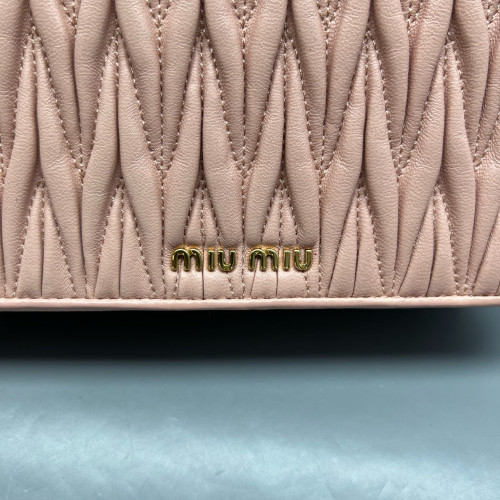 Miu Miu Flap Bag Crumpled Lambskin Pink