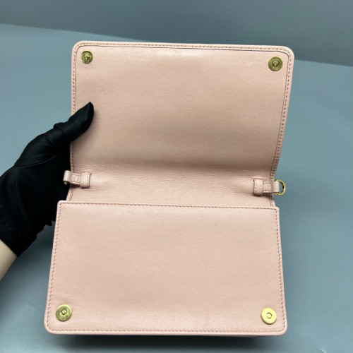 Miu Miu Flap Bag Crumpled Lambskin Pink