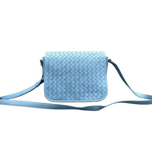 Bottega Veneta Messenger Lambskin Intrecciato Nappa Blue