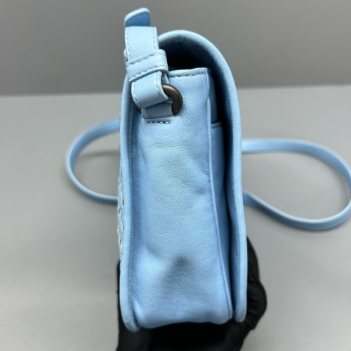 Bottega Veneta Messenger Lambskin Intrecciato Nappa Blue