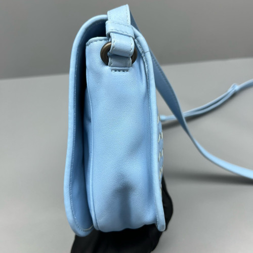 Bottega Veneta Messenger Lambskin Intrecciato Nappa Blue