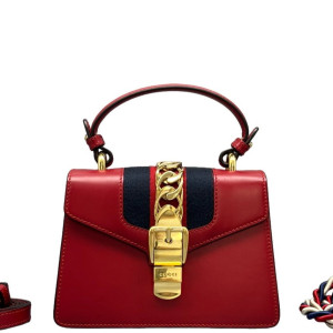 Gucci Mini Sylvie Top Handle Calfskin Red