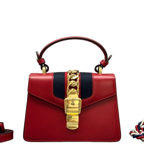 Gucci Mini Sylvie Top Handle Calfskin Red
