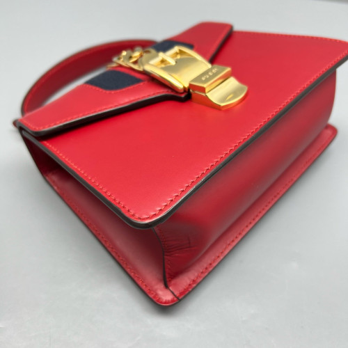 Gucci Mini Sylvie Top Handle Calfskin Red Gucci Mini Sylvie Top Handle Calfskin Red