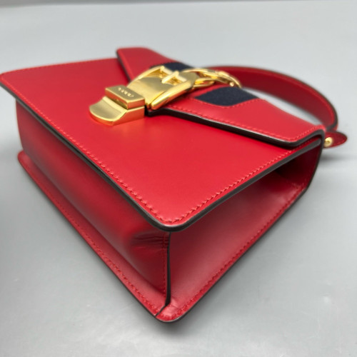Gucci Mini Sylvie Top Handle Calfskin Red Gucci Mini Sylvie Top Handle Calfskin Red