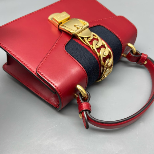 Gucci Mini Sylvie Top Handle Calfskin Red Gucci Mini Sylvie Top Handle Calfskin Red