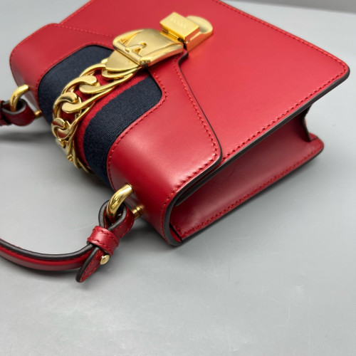 Gucci Mini Sylvie Top Handle Calfskin Red Gucci Mini Sylvie Top Handle Calfskin Red