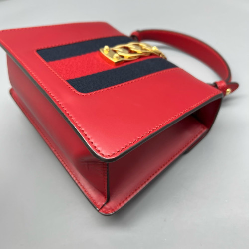 Gucci Mini Sylvie Top Handle Calfskin Red Gucci Mini Sylvie Top Handle Calfskin Red