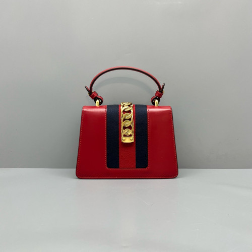 Gucci Mini Sylvie Top Handle Calfskin Red Gucci Mini Sylvie Top Handle Calfskin Red
