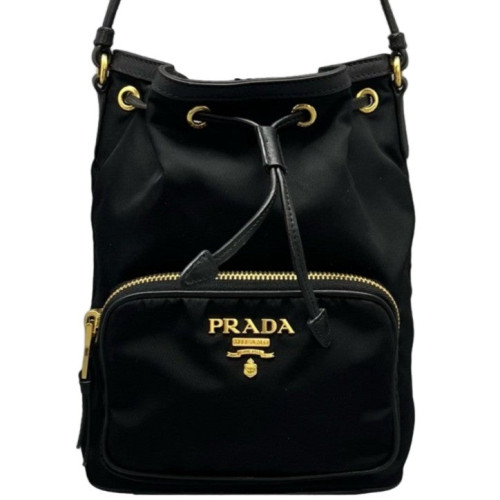 Prada Duet Bucket Bag Nylon Black
