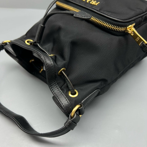 Prada Duet Bucket Bag Nylon Black