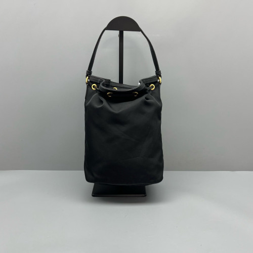 Prada Duet Bucket Bag Nylon Black