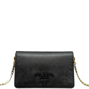 Prada Shoulder Bag Saffiano Calfskin Black