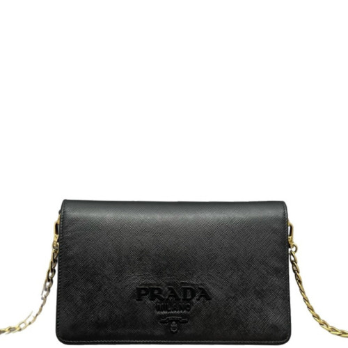 Prada Shoulder Bag Saffiano Calfskin Black